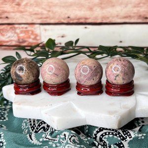Single Rhodonite Mini Metaphysical Crystal Sphere | Crystal Ball